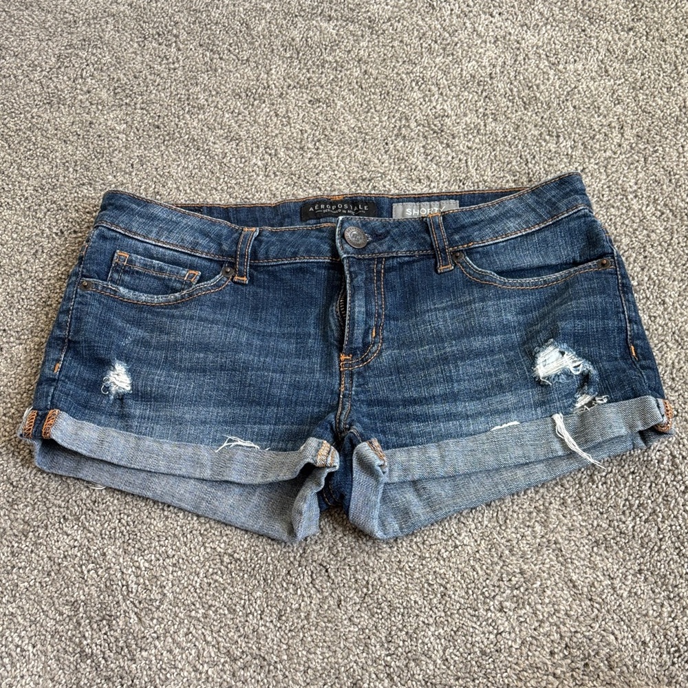 Aeropostale Women's Distressed Blue Jean Shorts